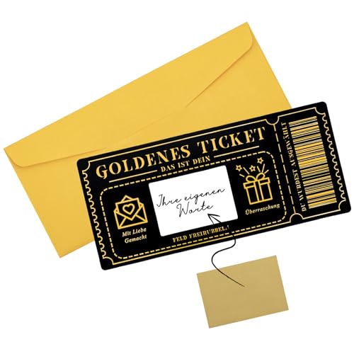 1 Stück Gutschein zum selber ausfüllen mit Rubbelaufkleber,Rubbelkarte zum beschriften mit Umschlägen,Goldene Ticket Rubbel-Geburtstagskarten,Geschenke für Frauen, Weihnachtsgeschenkkarten-Schwarz 1 Stück Gutschein zum selber ausfüllen mit Rubbelaufkleber,Rubbelkarte zum beschriften mit Umschlägen,Goldene Ticket Rubbel-Geburtstagskarten,Geschenke für Frauen, Weihnachtsgeschenkkarten-Schwarz von Teyomi
