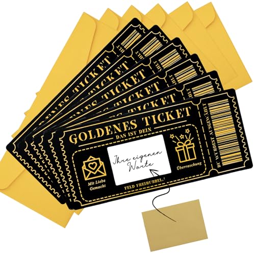 6 Stück Gutschein zum selber ausfüllen mit Rubbelaufkleber,Rubbelkarte zum beschriften mit Umschlägen,Goldene Ticket Rubbel-Geburtstagskarten,Geschenke für Frauen, Weihnachtsgeschenkkarten-Schwarz 6 Stück Gutschein zum selber ausfüllen mit Rubbelaufkleber,Rubbelkarte zum beschriften mit Umschlägen,Goldene Ticket Rubbel-Geburtstagskarten,Geschenke für Frauen, Weihnachtsgeschenkkarten-Schwarz von Teyomi
