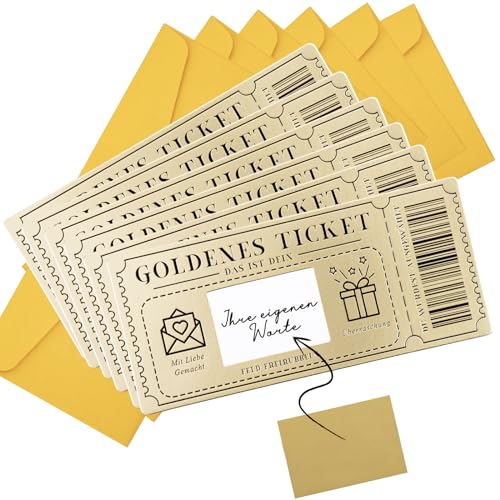 6 Stück Gutschein zum selber ausfüllen mit Rubbelaufkleber,Rubbelkarte zum beschriften mit Umschlägen,Goldene Ticket Rubbel-Geburtstagskarten,Geschenke für Frauen, Weihnachtsgeschenkkarten 6 Stück Gutschein zum selber ausfüllen mit Rubbelaufkleber,Rubbelkarte zum beschriften mit Umschlägen,Goldene Ticket Rubbel-Geburtstagskarten,Geschenke für Frauen, Weihnachtsgeschenkkarten von Teyomi
