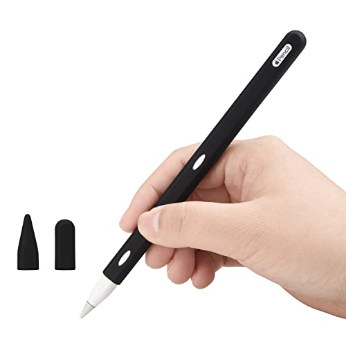 Teyomi Apple Pencil 2 Hülle, Schutzhülle für Apple Pencil 2 (2. Generation), Silikon, mit 2 Spitze(Black) von Teyomi