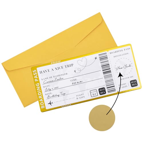 Goldene Reisekarte zum Rubbeln mit Umschlägen, personalisierbar, einzigartige Reise-Geschenkverpackung, Überraschungsticket für Valentinstag, Geburtstag, Geschenk für Freundinnen von Teyomi