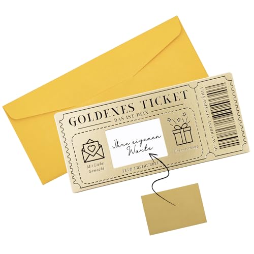 Gutschein zum selber ausfüllen mit Rubbelaufkleber,Rubbelkarte zum beschriften mit Umschlägen,Goldene Ticket Rubbel-Geburtstagskarten,Geschenke für Frauen,Valentinstagskarten, Weihnachtsgeschenkkarten von Teyomi