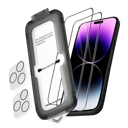 Teyomi 2 Stück Panzerglas für iPhone 14 Pro Max, 2 Stück Kameraschutz für iPhone 14 Pro Max, Schutzfolie kompatibel mit iPhone 14 Pro Max, Kratzfest, Kristallklar, 9H Härte Folie, Anti-Fingerabdruck von Teyomi
