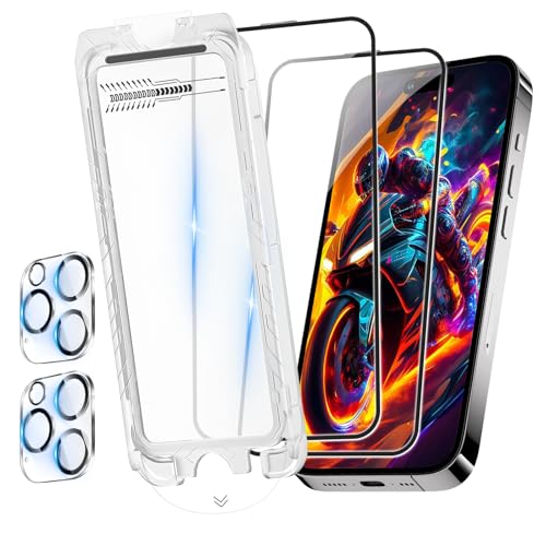 Teyomi 2 Stück Panzerglas kompatibel mit iPhone 16 Pro Max + 2 Stück Kamera Schutzfolie, [Full Screen 9H Schutzglas] Schutzfolie kompatibel mit iPhone 16 Pro Max, Anti-Fingerabdruck, Auto-Installation von Teyomi