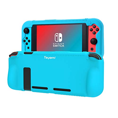 Teyomi Hülle Kompatibel mit Nintendo Switch, Schutzhülle aus Silikon mit Federung und Anti-kratzt Spiel Kassette Slot Design(Blau) von Teyomi