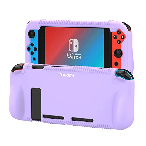Teyomi Hülle Kompatibel mit Nintendo Switch, Schutzhülle aus Silikon mit Federung und Anti-kratzt Spiel Kassette Slot Design(Violett) von Teyomi