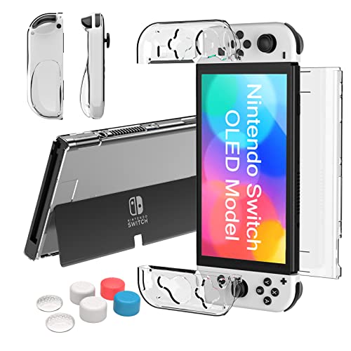 Teyomi Hülle Kompatibel mit Nintendo Switch OLED Modell 2021,Switch OLED Case Clear,Soft TPU Joy-Con Griff Cover and Hard PC Dockable Schutzhülle für Nintendo Switch OLED with 6 Stück Joystick Kappen Teyomi Hülle Kompatibel mit Nintendo Switch OLED Modell 2021,Switch OLED Case Clear,Soft TPU Joy-Con Griff Cover and Hard PC Dockable Schutzhülle für Nintendo Switch OLED with 6 Stück Joystick Kappen von Teyomi