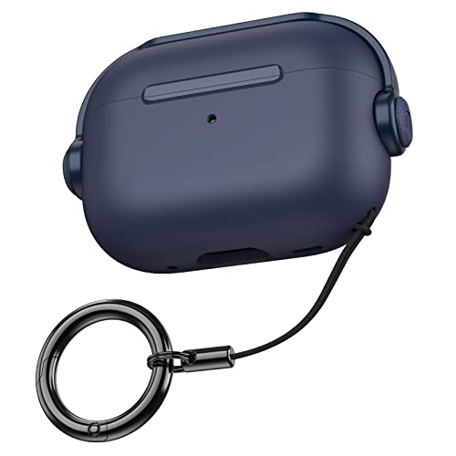 Teyomi TPU Hülle für AirPods Pro 2. Generation, Schutzhülle für Apple Airpods Pro 2 mit Karabiner, Airpods Pro 2 Case mit Schloss [Kabelloses Laden] [Musik Kopfhörer Design] (Mitternachtsblau) von Teyomi