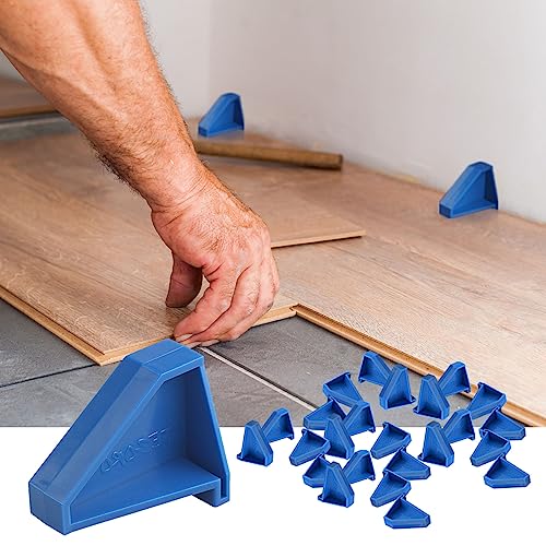 Tezoro Laminat-Holzfußboden-Werkzeuge (24 Stück), Boden-Abstandhalter, 1/4 Zoll Lücke, spezielles Dreieck Design, blau, Kunststoff von Tezoro