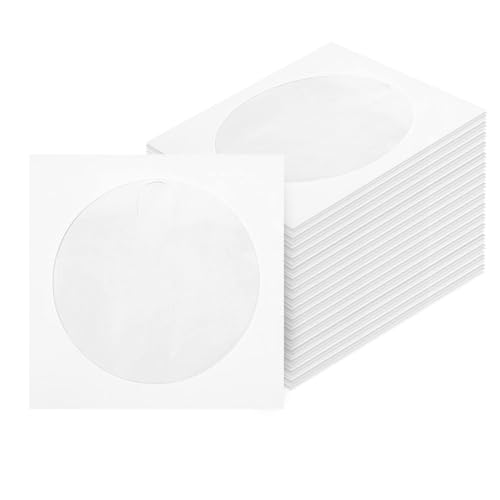 CD-/DVD-Hüllen aus Papier, 120 g, 12,7 cm, mit transparentem Fenster und Klappe, Weiß, 100 Stück von Tezuyok