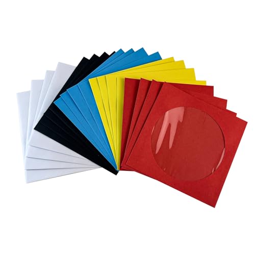 CD-/DVD-Hüllen aus farbigem Papier, 120 g, 12,7 cm, mit transparentem Fenster und Klappe, 100 Stück von Tezuyok