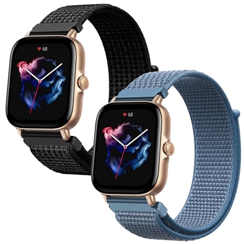 Th-some 2 Stück für Amazfit GTS 2 Mini Armband/GTS/GTS 2 / GTS 2e / GTS 3/GTS 4/GTS 4 Mini, 20mm Ersatz Nylon Klettverschluss Armband für Amazfit Bip 3 Pro/Bip 3/Bip S/Bip U Pro/GTR 42mm von Th-some