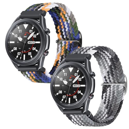 Th-some 22mm Armband Kompatibel mit Samsung Galaxy Watch 3 45mm/Galaxy Watch 46mm/Huawei GT 2 46mm Damen Herren, Elastisch Geflochtenes Nylon Uhrenarmband für Samsung Gear S3 Frontier/Classic von Th-some