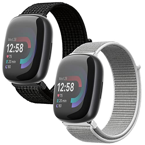 Th-some Armband Kompatibel mit Fitbit Versa 3/Fitbit Versa 4, 2pcs Nylon Ersatzarmband Kompatibel mit Fitbit Versa 4/Fitbit Versa 3 Verstellbares Sport Uhrenarmband für Damen Herren von Th-some