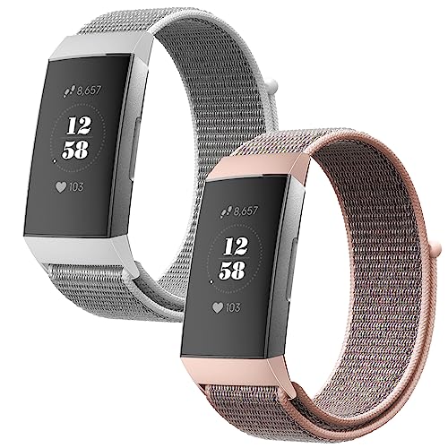 Th-some Armband Kompatibel mit Fitbit charge 3/Fitbit charge 4, 2pcs Nylon Ersatzarmband Kompatibel mit Fitbit charge 4/3, Verstellbares Sport Uhrenarmband für Fitbit charge 4/3 von Th-some