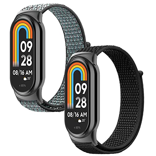 Th-some Armband für Xiaomi Mi Band 8, 2PCS Nylon Uhrenarmband Verstellbares Sport Ersatzarmbänd Kompatibel mit Xiaomi Mi Band 8 von Th-some