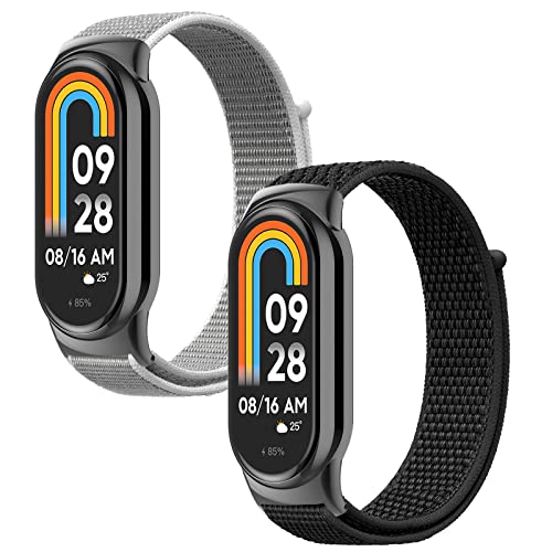 Th-some Armband für Xiaomi Mi Band 8, 2PCS Nylon Uhrenarmband Verstellbares Sport Ersatzarmbänd Kompatibel mit Xiaomi Mi Band 8 von Th-some