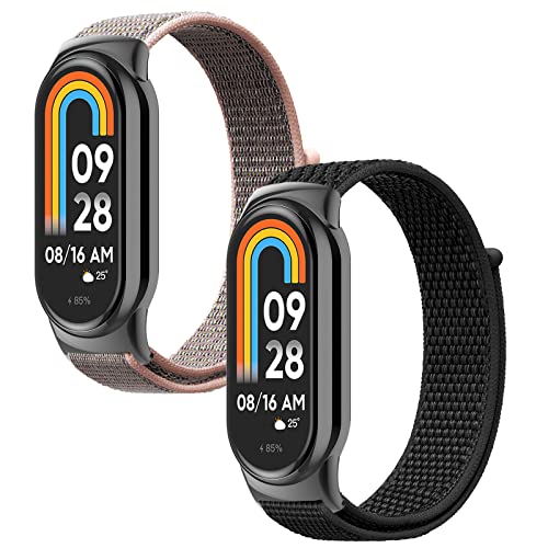 Th-some Armband für Xiaomi Mi Band 8, 2PCS Nylon Uhrenarmband Verstellbares Sport Ersatzarmbänd Kompatibel mit Xiaomi Mi Band 8 von Th-some