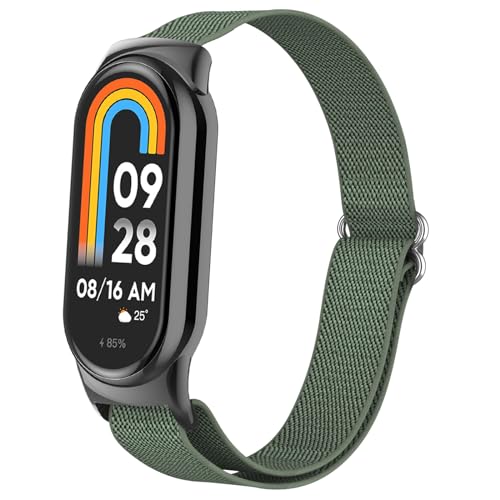 Th-some Elastisches Nylon Armband kompatibel mit Xiaomi Mi Band 8, Damen Herren Weiches Solo Loop Elastisch Nylon verstellbare Ersatz Armband für Xiaomi Mi Band 8 von Th-some