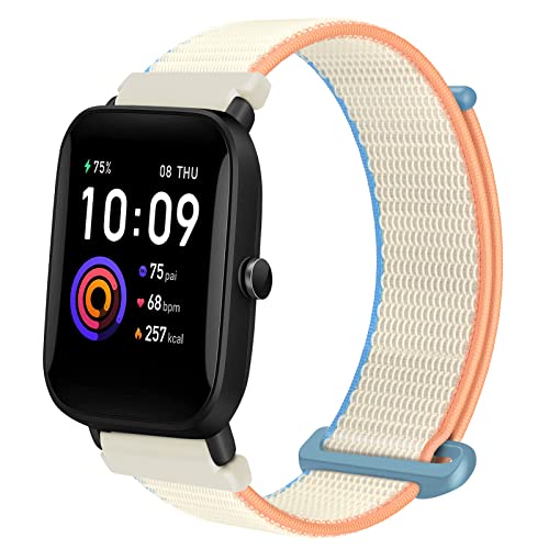 Th-some Nylon Armband für Amazfit GTS 3, 20mm Sportarmband Verstellbares Klettverschluss Ersatzarmband Kompatibel mit Amazfit GTS/GTS 2 Mini/GTS 2/GTS 2e/Amazfit Bip/Bip Lite Uhrenarmband von Th-some