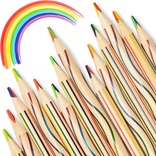 ThEast 30 Stück Regenbogen Buntstifte, 4 in 1 Farben Jumbo Regenbogenstifte für Erwachsene und Teenager, Mehrfarbig Bleistifte zum Färbung, Bunter Holzstifte von ThEast