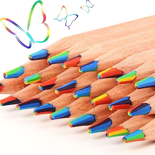 ThEast 30 Stück Regenbogen Buntstifte, Bleistifte für Kinder, zum Zeichnen von Buntstiften, zum Zeichnen von Schreibwaren, Bulk, vorgespitzt, einfache Boxverpackung von ThEast