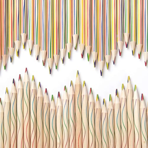 ThEast 60 Stück Regenbogen Buntstifte, 4 in 1 Farben Jumbo Regenbogenstifte für Erwachsene und Teenager, Mehrfarbig Bleistifte zum Färbung, Bunter Holzstifte von ThEast