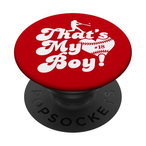 Custom Das ist mein Junge #18 Trikot Baseball Mama Baseball Papa PopSockets Klebender PopGrip Custom Das ist mein Junge #18 Trikot Baseball Mama Baseball Papa PopSockets Klebender PopGrip von That's My Boy Baseball Number Jersey Favorites