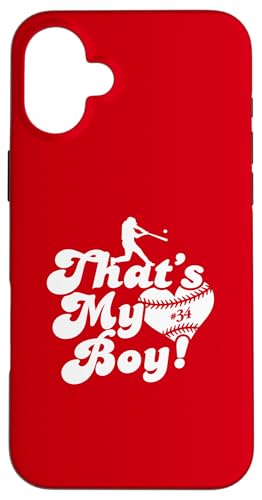Custom Das ist mein Junge #34 Trikot Baseball Mama Baseball Papa Hülle für iPhone 16 Plus Custom Das ist mein Junge #34 Trikot Baseball Mama Baseball Papa Hülle für iPhone 16 Plus von That's My Boy Baseball Number Jersey Favorites