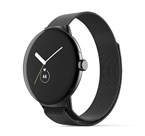 The 5 Shop Edelstahl Metall Armband kompatibel mit Google Pixel Watch 1+2 Smartwatch Band, Mesh Milanaise Loop Damen Herren Uhr Ersatzband Magnet Verschluss Uhrenarmband (schwarz) von The 5 Shop