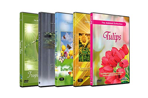 5 Disc Set DVD Kombi Pack - Schmetterlinge und Blumen, Tulpen Garten, Tropischer Regen Entspannung HD Videos mit Naturgeräuschen oder Musik von The Ambient Collection