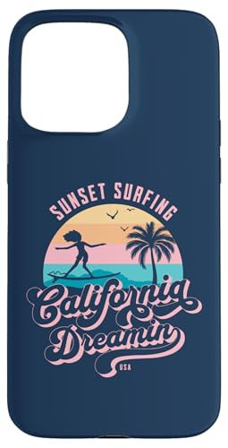 Surfen bei Sonnenuntergang in California Dreamin Hülle für iPhone 15 Pro Max von The Aqua Cottage