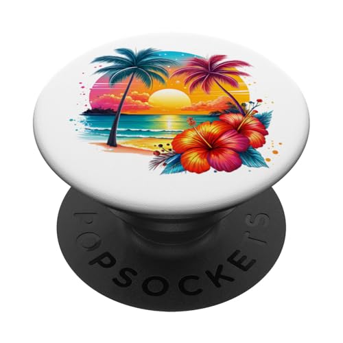 Tropischer Strand-Sonnenuntergang PopSockets Klebender PopGrip von The Aqua Cottage