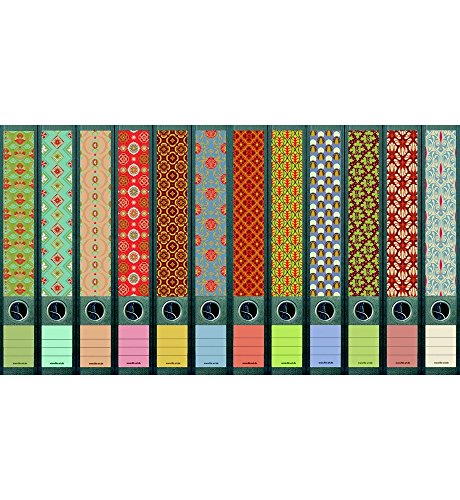 File Art Design-Etiketten für 12 Ordner A4 mit schlankem Rücken, Motiv "Pattern" aus der Kollektion von a-m-w-shop von The Art File