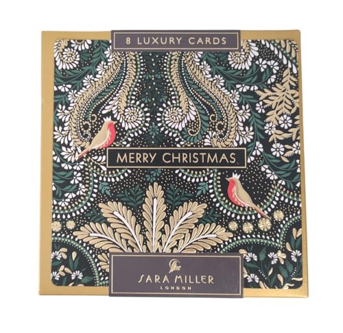 The Art File - 8er-Pack Weihnachtskarten – Sara Miller Paisley Robin Lux Box – LBX112 von The Art File