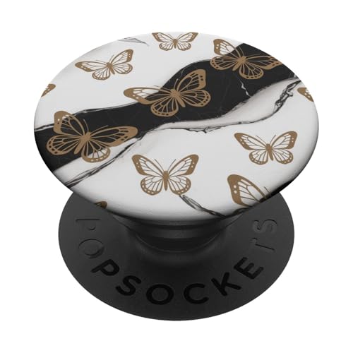 Elegante Monarch-Schmetterlinge weiß schwarz Marmor PopSockets Klebender PopGrip Elegante Monarch-Schmetterlinge weiß schwarz Marmor PopSockets Klebender PopGrip von The Beauty Butterfly Store