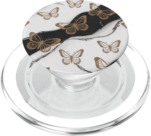 Elegante Monarch-Schmetterlinge weiß schwarz Marmor PopSockets PopGrip für MagSafe von The Beauty Butterfly Store