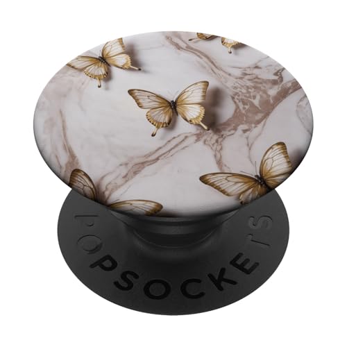 Elegante Schmetterlinge auf Marmorhintergrund Gelassenheit Ästhetik PopSockets Klebender PopGrip von The Beauty Butterfly Store