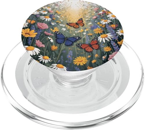 Nature Garden Frühling Frauen Mädchen Schmetterling Wildblumenwiese PopSockets PopGrip für MagSafe von The Beauty Butterfly Store