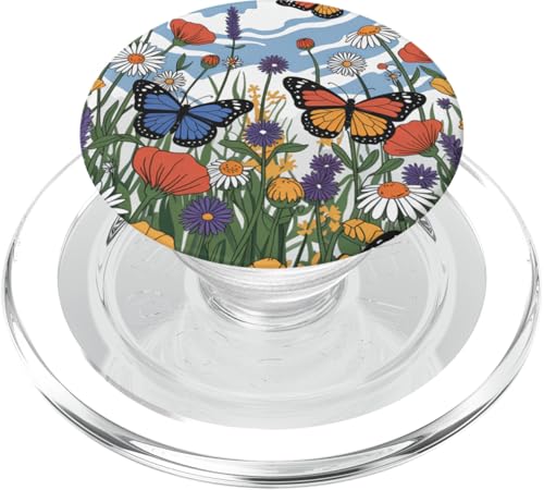 Nature Garden Frühling Mädchen Schmetterling Wildblumenwiese PopSockets PopGrip für MagSafe von The Beauty Butterfly Store