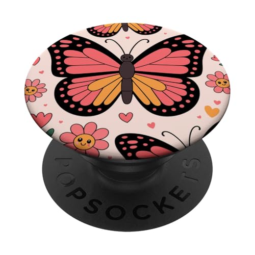 Niedlicher Kawaii-Schmetterlings-Blumengarten PopSockets Klebender PopGrip von The Beauty Butterfly Store