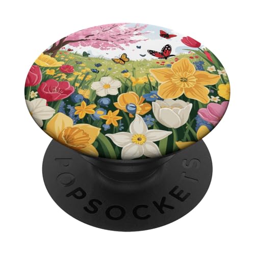 Schmetterling Wildblumenwiese Natur Garten Frühling PopSockets Klebender PopGrip von The Beauty Butterfly Store