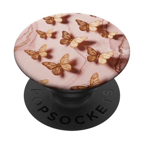 Schmetterlinge Marmor Rosa Braun Ästhetische Kunst PopSockets Klebender PopGrip von The Beauty Butterfly Store