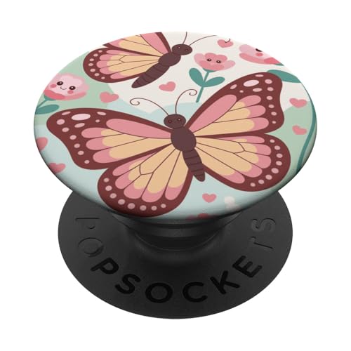 Süße Kawaii-Schmetterlings-Blumen-Gartenfreude PopSockets Klebender PopGrip von The Beauty Butterfly Store