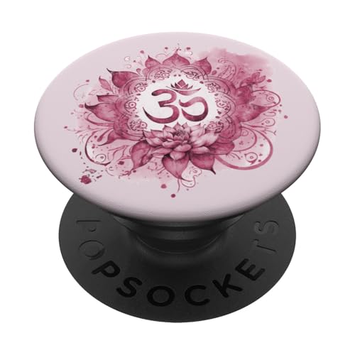 Om Mantra, Buddhismus, Yoga, spirituelles Symbol, rosa Spritzer PopSockets Klebender PopGrip von The Best Designs I Trends & Gifts I Born for Art