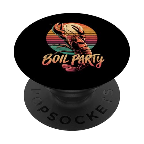 Crawfish Boil Party Cajun-Food-Festival im Retro-Stil bei Sonnenuntergang PopSockets Klebender PopGrip von The Cajun & The Crawfish