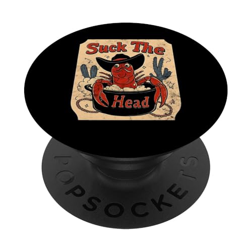 Crawfish Boil Suck The Head Lustiges westliches Cajun-Essen im Vintage-Stil PopSockets Klebender PopGrip von The Cajun & The Crawfish