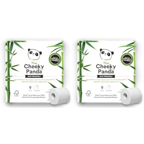 The Cheeky Panda Bambus Toilettenpapier 3-Lagig | 9 Rollen x 200 Blatt | Klopapier Plastikfrei Verpackt | Eco WC Papier (Packung mit 2) von The Cheeky Panda