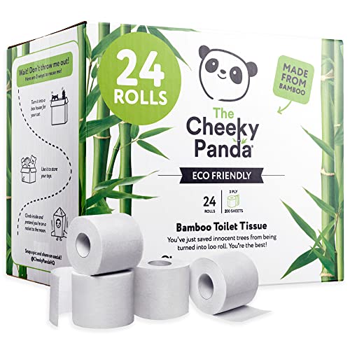 The Cheeky Panda Bambus Toilettenpapier 3-Lagig Großpackung | 24 Rollen x 200 Blatt | Klopapier Plastikfrei Verpackt | Eco WC Papier von The Cheeky Panda