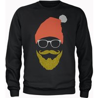 Hipster Santa Glitter Beard Black Christmas Sweatshirt - XXL von The Christmas Collection